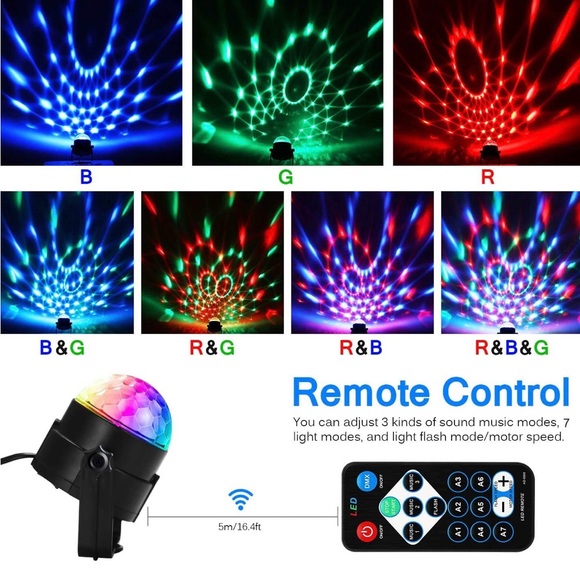 LED Party Light Disco Ball Dancing Stage Lights Remote Control Auto Sound Mode - Picture 4 of 12